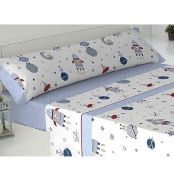 Manta Infantil Franela Sherpa Cama 90 cm TEX HOME Cosmos Azul