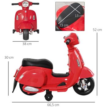 Mini  Moto Vespa  Eléctrica Roja - A Partir De 18 Meses