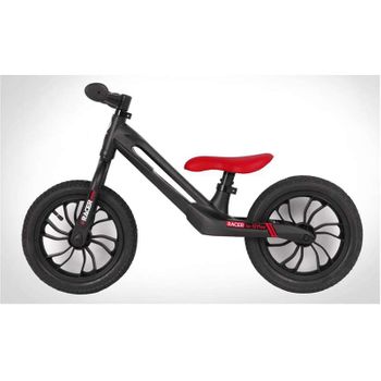 Bicicleta Sin Pedales Racer Bike Negro - Chasis De Magnesium - Ruedas De Aire 12" Asiento Rojo