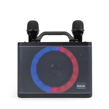 Prixton Karaoke Portátil Partygo - 2 Micrófonos - Bluetooth, Usb, Aux Y Microsd - Luz Led