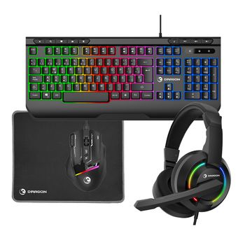 Kit Gaming Dragon Prixton Teclado +  Ratón +  Auriculares +  Alfombrilla