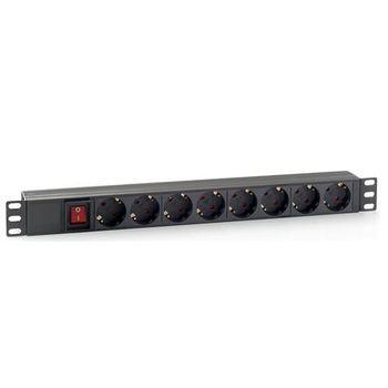 Regleta 8 Shuckos Para Montaje En Rack 19" 1u - Interruptor On/off - Carcasa De Plastico - Cable De 1.80m Cromad