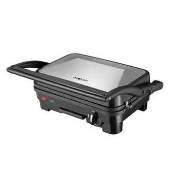 Sandwichera I1800w - Placas Antiadherentes Reversibles Grill, Lisa - Selector De Temperatura - Placa Superior Basculante - Asas Tacto Frio Muvip