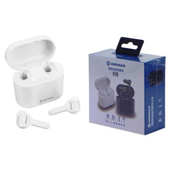 Auriculares Earbuds Tws V10 Touch Bluetooth Blancos Coolsound