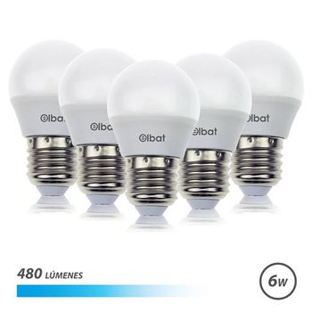 Pack De 5 Bombillas Led G45 6w E27 480lm - 6500k Luz Fria Elbat