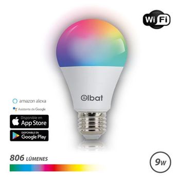 Bombilla Led Smart Wi-fi A60 E27 9w 806lm Rgb - Temperatura 2700k A Los 6000k - Control De Voz - Control Remoto - 3 Modos De Color Elbat