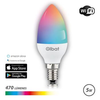 Bombilla Led Vela Smart Wi-fi C37 E14 5w 470lm Rgb - Temperatura 2700k A Los 6000k - Control De Voz - Control Remoto - 3 Modos De Color Elbat