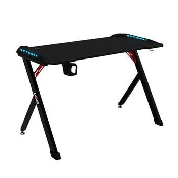 Pro1200 Mesa Gaming Fibra De Carbono Con Luz Rgb - Solida - Gran Superficie - Portavasos - Gancho Para Auriculares - Medidas 120x60x75cm - Muvip