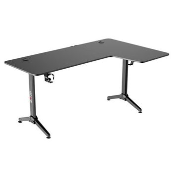 Pro1300 Mesa Gaming Fibra De Carbono En L Derecha - Solida - Gran Superficie - Portavasos - Gancho Para Auriculares - Medidas 160x100x75cm - Muvip