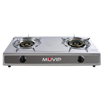 Serie Strong Cocina De Gas I2 Fuegos - Encendido Piezoelectrico - Quemador De Hierro Fundido Desmontable Muvip