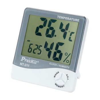 Termometro Medidor De Temperatura Y Humedad Con Reloj Interior Con Pantalla De Gran Display Proskit Nt-311