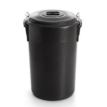 Cubo De Basura Negro Con Tapadera. Capacidad 120 Litros. Especial Exterior