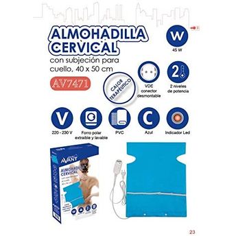 Avant - Almohadilla Eléctrica Cervical Avant - Calor Terapéutico - 45w - 40x50 Cm - 2 Temperaturas - Indicador Led - Forro Polar