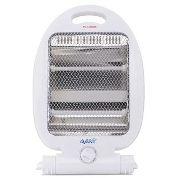 Avant Av7553 - Estufa Eléctrica De Cuarzo Mini Con 2 Tubos. 800w Con 2 Niveles De Potencia: 400w - 800w. Interruptor Antivuelco, Protección Térmica. Color Blanco