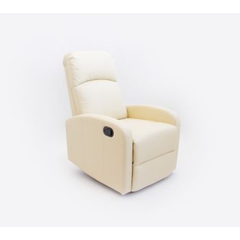 Sillón Relax Reclinación Manual, Tapizado En Pu Anti-cuarteo Crema