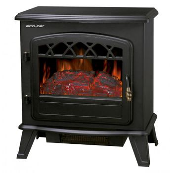 Purline CHE-320 Chimenea Eléctrica de Suelo 2000W Cristal Templado Negro