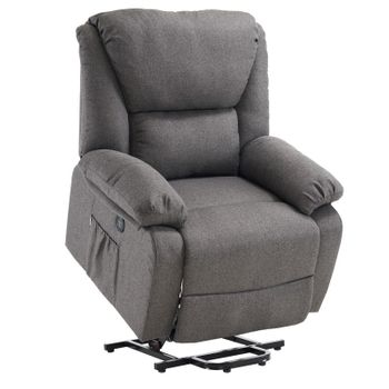 Ecode® Sillón De Masaje Relax Elevador Levantapersonas Stelvio, Reclinación Eléctrica 160º, Función Calor, Programas Auto, Vibro Ondulación, 2 Puertos Usb De Recarga, A++, Eco-8520up (gris)