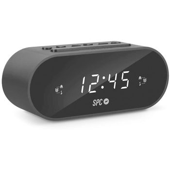 Spc 4585n Frodi Negro Radio Despertador Con Radio Y Doble Alarma