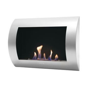 Chimenea De Etanol Mural Con Panel Frontal Curvado