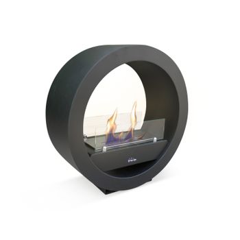 Chimenea De Etanol Diseño Circular En Acero Negro