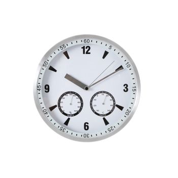 Reloj Analógico De Pared Con Indicador De Temperatura Y Humedad En Color Blanco
