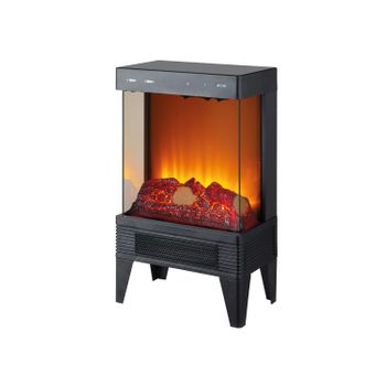 Chimenea Eléctrica de suelo 2000W cristal templado negro y patas