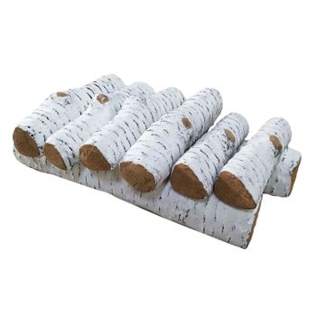 Leños Decorativos De Fibra Cerámica En Blanco Para Chimenea. Pack De 8 Uds