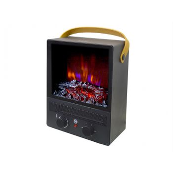 Chimenea Eléctrica Portátil De Acero Negro Y Patas