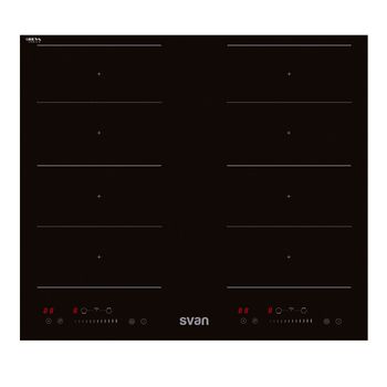 Placa De Inducción Svan Svi623fz 7400w 4 Zonas Doble Flexizone Negro 59 Cm