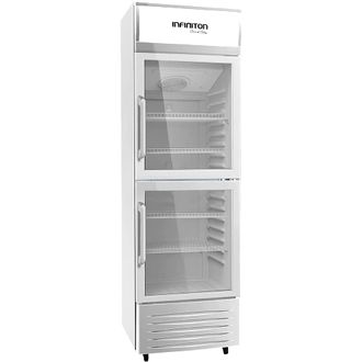 Infiniton Vitrina Frigorifica Fdl-340-198 Cm, Clase D, Puerta De Cristal, Static Cooling System, Luz Led, Ruedas