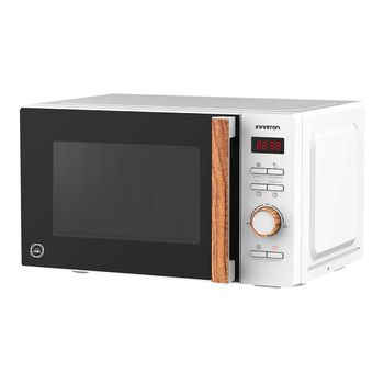 Microondas Infiniton Mw-s710 800w 20l 8 Modos Puerta De Cristal Con Vaporera Blanco/madera