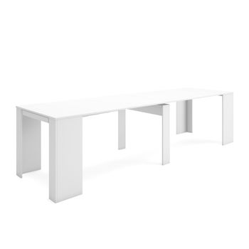 Mesa Consola Extensible, Mesa Comedor Plegable, 300, Para 14 Comensales, Comedor Y Cocina, Estilo Moderno, Blanco