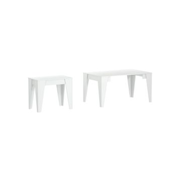 Mesa De Comedor, Consola Extensible Hasta 146 Cm, Color Blanco Mate, Dimensiones Cerrada  90x53.6x74 Cm.