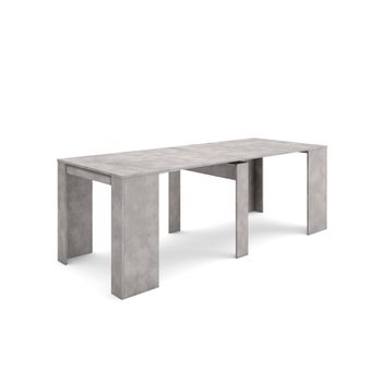 Mesa Consola Extensible, Mesa Comedor Plegable, 220, Para 10 Comensales, Comedor Y Cocina, Estilo Moderno, Cemento