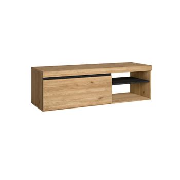 Mueble Tv De Salón Comedor, Modelo Naturale, Roble/negro, Mediano, Nordico, 120x40x41cm