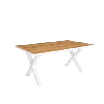 Mesa De Comedor, 8 Comensales, 170, Robusta Y Estable Gracias A Su Estructura Y Patas Macizas, Ideal Para Reuniones Familiares, Roble Y Borde Blanco, Estilo Industrial