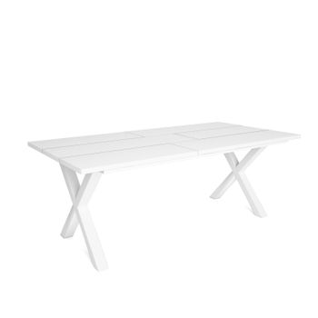 Mesa De Comedor, 10 Comensales, 200, Robusta Y Estable Gracias A Su Estructura Y Patas Macizas, Ideal Para Reuniones Familiares, Blanco, Estilo Industrial