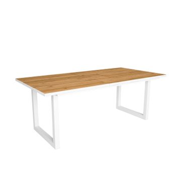 Mesa De Comedor, 10 Comensales, 200, Robusta Y Estable Gracias A Su Estructura Y Patas Macizas, Ideal Para Reuniones Familiares, Roble Y Borde Blanco, Estilo Industrial