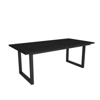 Mesa De Comedor, 10 Comensales, 200, Robusta Y Estable Gracias A Su Estructura Y Patas Macizas, Ideal Para Reuniones Familiares, Negro, Estilo Industrial