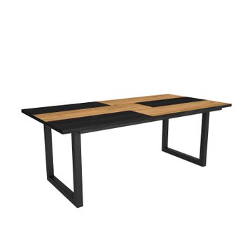 Mesa De Comedor, 10 Comensales, 200, Robusta Y Estable Gracias A Su Estructura Y Patas Macizas, Ideal Para Reuniones Familiares, Roble Y Negro, Estilo Industrial