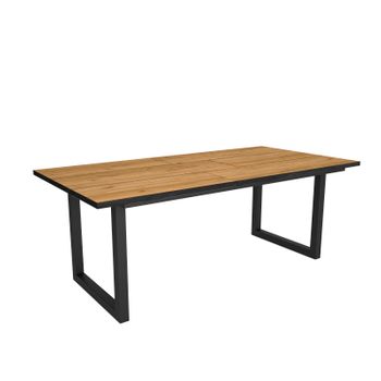 Mesa De Comedor, 10 Comensales, 200, Robusta Y Estable Gracias A Su Estructura Y Patas Macizas, Ideal Para Reuniones Familiares, Roble Y Borde Negro, Estilo Industrial