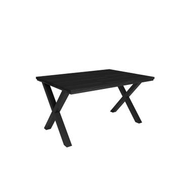 Mesa De Comedor, 6 Comensales, 140, Robusta Y Estable Gracias A Su Estructura Y Patas Macizas, Ideal Para Reuniones Familiares, Negro, Estilo Industrial