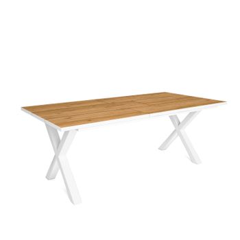 Mesa De Comedor, 10 Comensales, 200, Robusta Y Estable Gracias A Su Estructura Y Patas Macizas, Ideal Para Reuniones Familiares, Roble Y Borde Blanco, Estilo Industrial