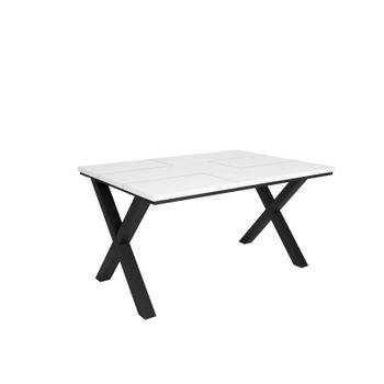 Mesa De Comedor, 6 Comensales, 140, Robusta Y Estable Gracias A Su Estructura Y Patas Macizas, Ideal Para Reuniones Familiares, Blanco, Estilo Industrial