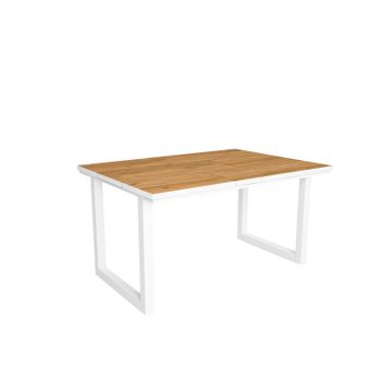 Mesa De Comedor, 6 Comensales, 140, Robusta Y Estable Gracias A Su Estructura Y Patas Macizas, Ideal Para Reuniones Familiares, Roble Y Borde Blanco, Estilo Industrial