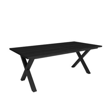 Mesa De Comedor, 10 Comensales, 200, Robusta Y Estable Gracias A Su Estructura Y Patas Macizas, Ideal Para Reuniones Familiares, Negro, Estilo Industrial