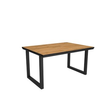 Mesa De Comedor, 6 Comensales, 140, Robusta Y Estable Gracias A Su Estructura Y Patas Macizas, Ideal Para Reuniones Familiares, Roble Y Borde Negro, Estilo Industrial