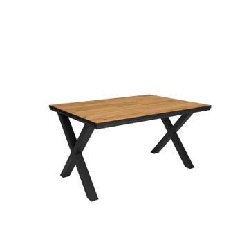 Mesa De Comedor, 6 Comensales, 140, Robusta Y Estable Gracias A Su Estructura Y Patas Macizas, Ideal Para Reuniones Familiares, Roble Y Borde Negro, Estilo Industrial