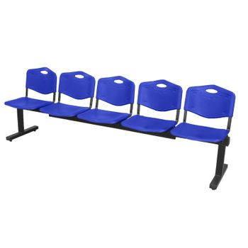 Bancada De Espera De Cinco Plazas Y Estructura De Hierro En Color Negro  Asiento Y Respaldo En Pvc Color Azul Piqueras Y Crespo Modelo Albatana