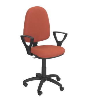 Silla De Oficina Ergonómica Con Mecanismo De Contacto Permanente Y Regulable En Altura  Asiento Y Respaldo Tapizados En Tejido Bali Color Marrón (brazos Fijos Incluidos) Piqueras Y Crespo Modelo 04cp